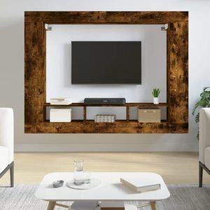 vidaXL Dulap TV, stejar fumuriu, 152x22x113 cm, lemn prelucrat imagine