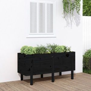 vidaXL Strat înălțat de grădină, negru, 121x50x57 cm, lemn masiv pin imagine