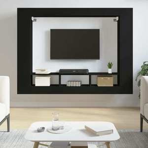 vidaXL Comodă TV, negru, 152x22x113 cm, lemn prelucrat imagine