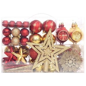 vidaXL Set globuri de Crăciun, 108 piese, auriu și roșu imagine