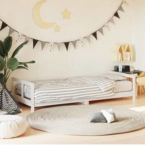 vidaXL Cadru de pat pentru copii, alb, 80x200 cm, lemn masiv de pin imagine