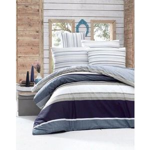 Lenjerie de pat pentru o persoana (ES), Savoy - Blue, Victoria, Bumbac Ranforce imagine