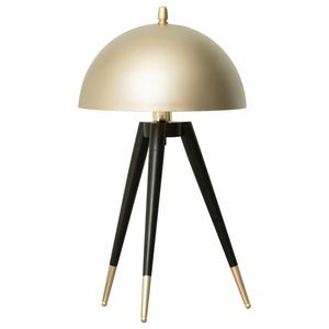 Lampă de masă și noptieră cu trepied și abajur tip cupolă lampă HOMCOM pentru birou cu fixare E27, negru și auriu| Aosom RO imagine