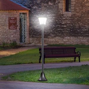 Outsunny Lanternă Solară pentru Grădină, Felinar LED cu Panouri Solare, Design Modern, 18x18x160 cm, Negru | Aosom Romania imagine