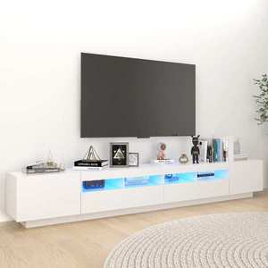 vidaXL Comodă TV cu lumini LED, alb, 260x35x40 cm imagine