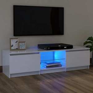 vidaXL Comodă TV cu lumini LED, alb extralucios, 120x30x35, 5 cm imagine