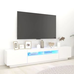 vidaXL Comodă TV cu lumini LED, alb, 200x35x40cm imagine