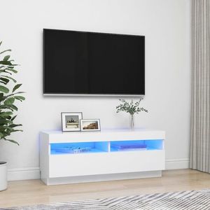 vidaXL Comodă TV cu lumini LED, alb, 100x35x40 cm imagine