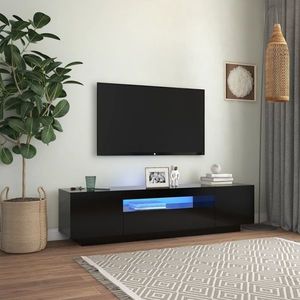 vidaXL Comodă TV cu lumini LED, negru, 160x35x40 cm imagine