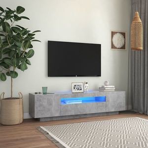 vidaXL Comodă TV cu lumini LED, gri beton, 160x35x40 cm imagine