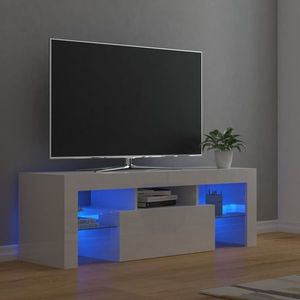 vidaXL Comodă TV cu lumini LED, alb extralucios, 120x35x40 cm imagine