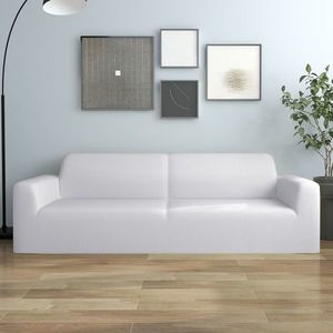 vidaXL Husă elastică pentru canapea cu 3 locuri poliester jersey alb imagine