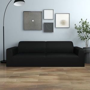 vidaXL Husă elastică pentru canapea cu 3 locuri poliester jersey negru imagine
