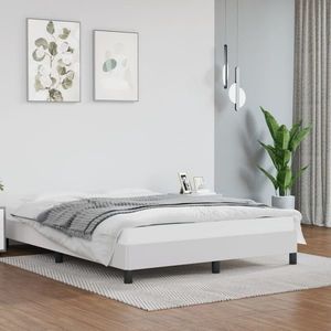vidaXL Cadru de pat, alb, 140x190 cm, piele ecologică imagine