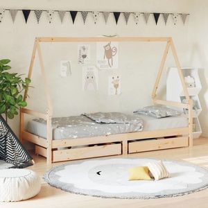 vidaXL Cadru de pat cu sertare de copii, 90x200 cm, lemn masiv pin imagine