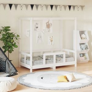 Cadru pat de copii, alb, 70 x 140 cm, lemn masiv de pin imagine