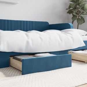 vidaXL Sertare de pat 2 buc, albastru, lemn prelucrat și catifea imagine