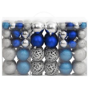 vidaXL Globuri de Crăciun 100 buc., albastru și argintiu, 3 / 4 / 6 cm imagine