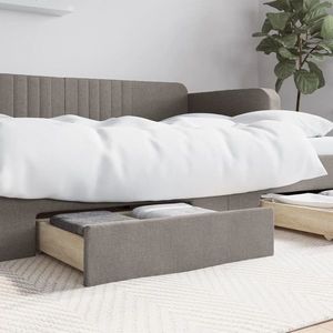 vidaXL Sertare de pat 2 buc, gri taupe, lemn prelucrat și textil imagine