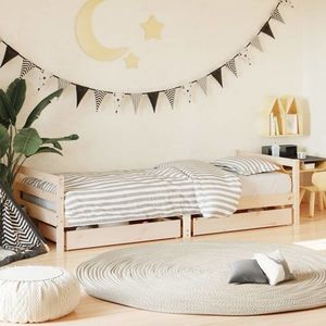 vidaXL Cadru de pat de copii, cu sertare, 90x200 cm, lemn masiv de pin imagine