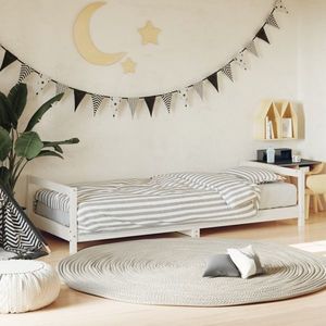 vidaXL Cadru de pat pentru copii, alb, 90x190 cm, lemn masiv de pin imagine