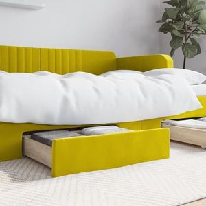 vidaXL Sertare de pat 2 buc, galben, lemn prelucrat și catifea imagine