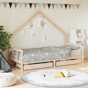 vidaXL Cadru de pat cu sertare de copii, 90x200 cm, lemn masiv pin imagine