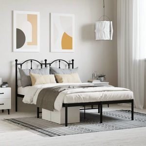 vidaXL Cadru de pat metalic cu tăblie, negru, 120x190 cm imagine