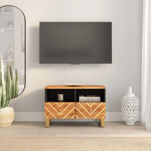 vidaXL Dulap TV, maro și negru, 70x33, 5x46 cm, lemn masiv de mango imagine