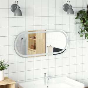 vidaXL Oglindă de baie cu LED, 80x35 cm, ovală imagine
