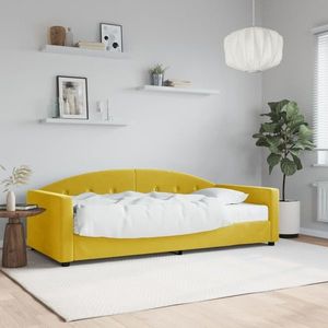 Canapea extensibilă cu brațe, galben, poliester imagine