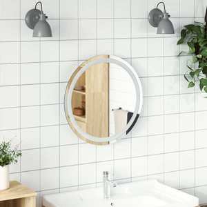 vidaXL Oglindă de baie cu LED, 50 cm, rotundă imagine