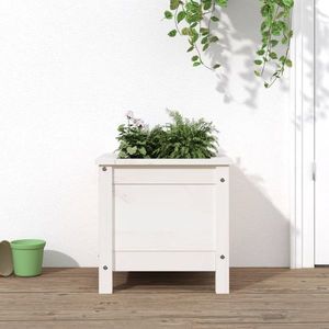 vidaXL Jardinieră de grădină, alb, 40x40x39 cm, lemn masiv de pin imagine