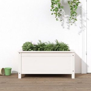 vidaXL Jardinieră de grădină, alb, 82, 5x40x39 cm, lemn masiv de pin imagine