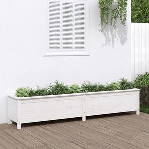 vidaXL Strat înălțat de grădină, alb, 199, 5x40x39 cm, lemn masiv pin imagine