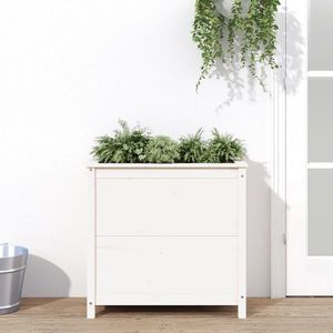 vidaXL Jardinieră de grădină, alb, 82, 5x40x78 cm, lemn masiv de pin imagine