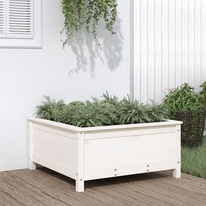 vidaXL Jardinieră de grădină, alb, 82, 5x82, 5x39 cm, lemn masiv de pin imagine