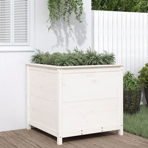 vidaXL Jardinieră de grădină, alb, 82, 5x82, 5x78 cm, lemn masiv de pin imagine