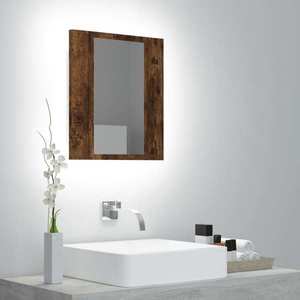 vidaXL Dulap cu oglindă de baie LED, stejar fumuriu, 40x12x45 cm, lemn imagine