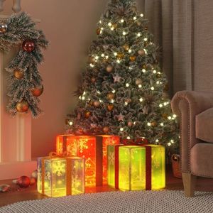 vidaXL Cutii de Crăciun iluminate, 3 buc., 64 LED-uri, alb cald imagine