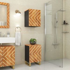 vidaXL Dulap de baie, maro și negru, 38x33, 5x58 cm lemn masiv de mango imagine