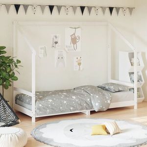 vidaXL Cadru de pat pentru copii, alb, 80x200 cm, lemn masiv de pin imagine