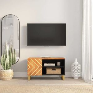 vidaXL Dulap TV, maro și negru, 80x31, 5x46 cm, lemn masiv de mango imagine