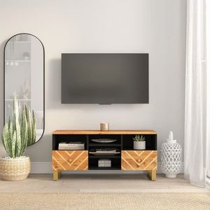 vidaXL Dulap TV, maro și negru, 100x33, 5x46 cm, lemn masiv de mango imagine