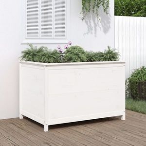 vidaXL Strat înălțat de grădină, alb, 119, 5x82, 5x78 cm, lemn masiv pin imagine