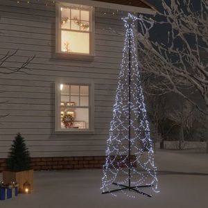 vidaXL Brad de Crăciun conic, 500 LED-uri, alb rece, 100x300 cm imagine