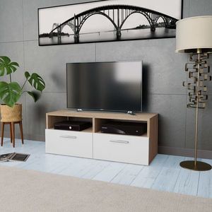 vidaXL Comodă TV, PAL, 95 x 35 x 36 cm, culoarea stejarului și alb imagine