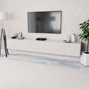 vidaXL Comode TV, 2 buc, PAL, 120x40x34 cm, alb extralucios imagine
