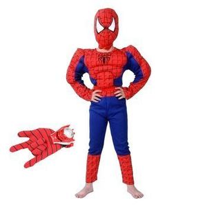 Set costum clasic Spiderman cu muschi IdeallStore®, 7-9 ani, 120-130 cm, rosu si manusa cu discuri imagine