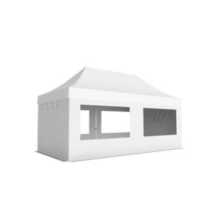 Pavilion Pliabil Professional Aluminiu 50 mm, cu 4 ferestre panoramice, PVC 620 gr /m², alb, ignifug, 3x6 m - Corturi24 imagine